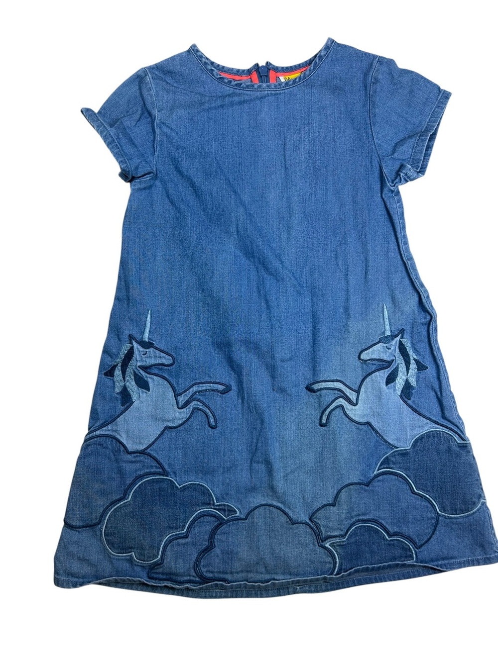 Mini Boden Unicorn Cloud Denim Jean Dress Sz 6-7 Years AS IS